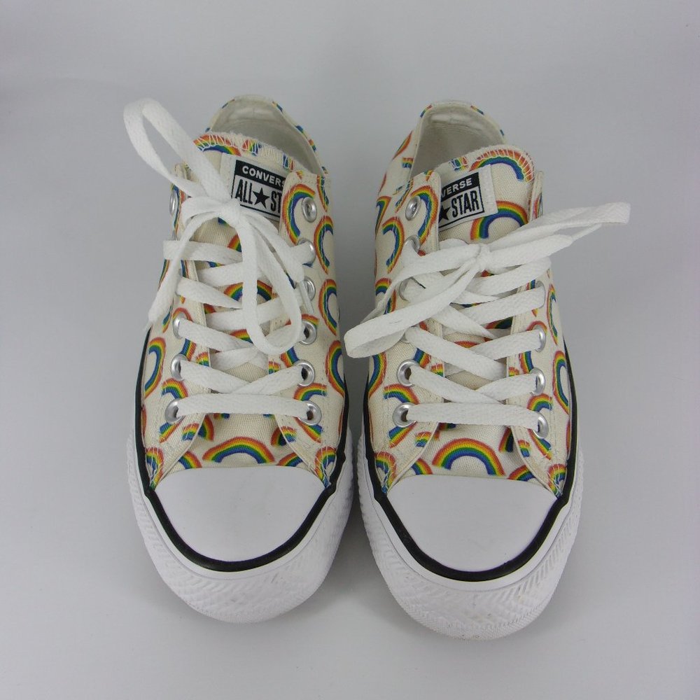 Converse All Star women's canvas shoes, size 7, rainbow design